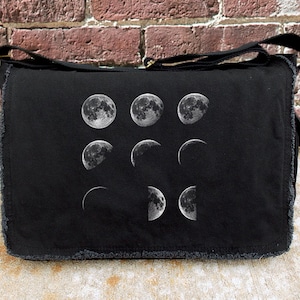 Canvas Messenger Bag - Phases of the Moon - Crossbody Messenger Bag - Mens/Womens Laptop Bag