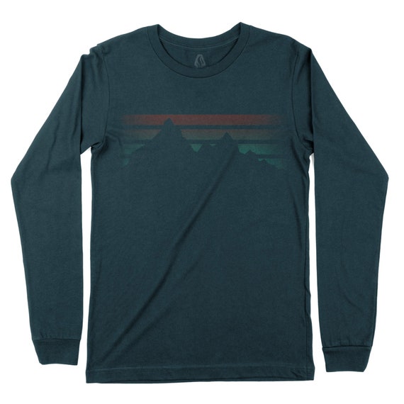 Mountain Long Sleeve T-Shirt - Mountain Fade - Men's Long Sleeve TShirt - Mountain T Shirt - Long Sleeve Shirts for Men