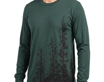 Pine Tree Forest Long Sleeve Shirt – Men's Hiking & Camping Graphic Tee