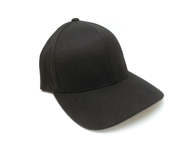 Close up of embroidered trout and forest design on Flexfit 210 fitted hat