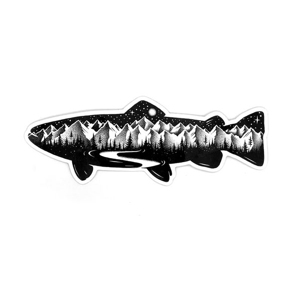 Trout Fishing Vinyl Decal Fish Decals Mountain Trout Decal Fly Fishing  Gifts Boat Decals 
