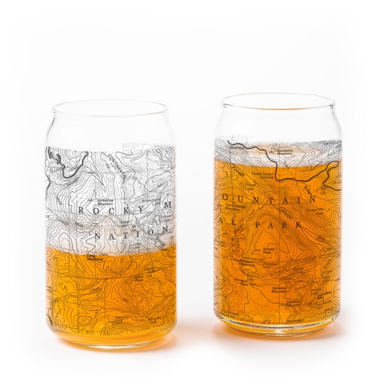 Colorado Beer Glasses Rocky Mountain National Park Topographic Map