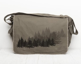 Umhängetasche - Forest Layers - Messenger Bag Women/Men - Forest Messenger Bag Canvas Natur Tasche -