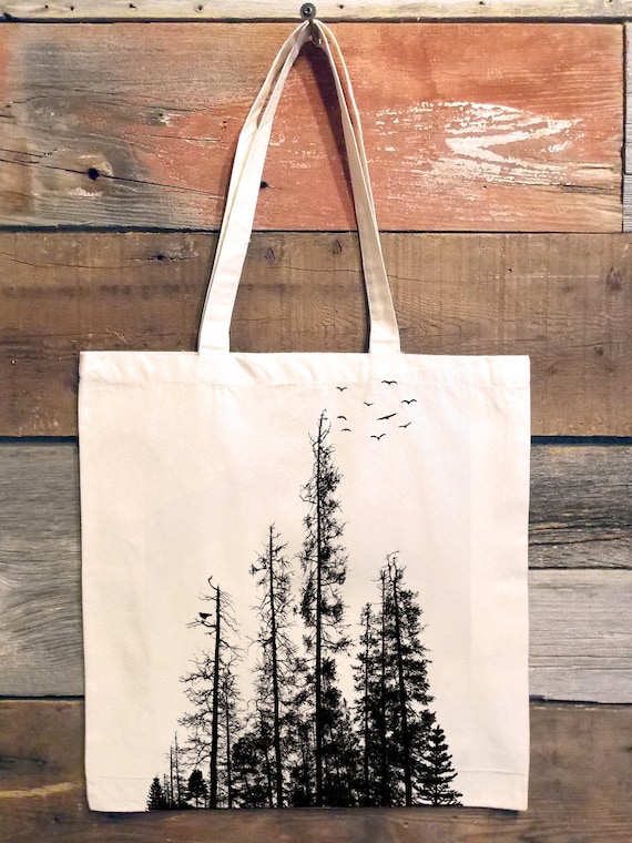Pine Tree Forest Tote Bag Nature Tote Bags Bridesmaid Tote Etsy