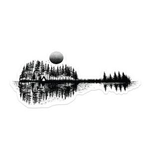 Op de natuur geïnspireerde vinylsticker voor gitaar: unieke muzieksticker voor instrumenten, laptops en buitenliefhebbers