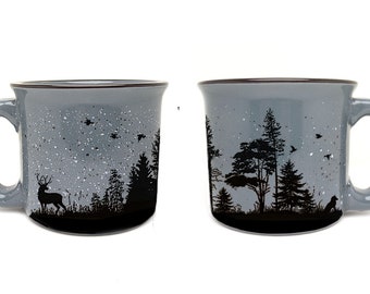 Forest Animals Coffee Mug - Nature Mug - Speckled Mug - Forest Mug - Woodland Mug - Mom Gift - One Ceramic Mug