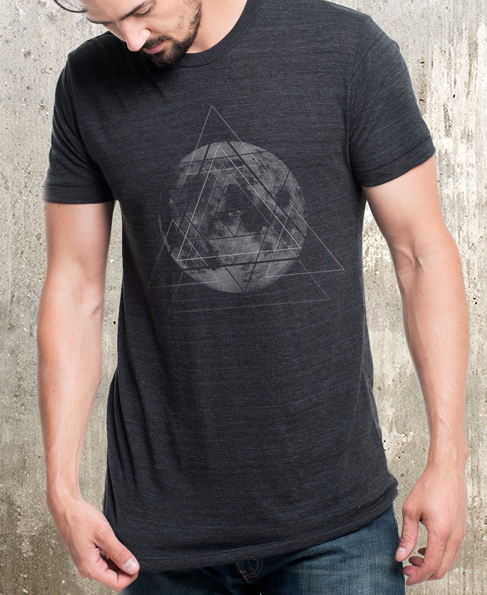 Men's Moon and Geometry T-Shirt Screen Printed Men's | Etsy