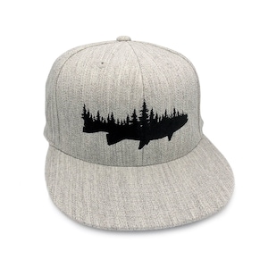 Men&#39;s Fish and Forest Hat - Trout and Pine Tree Forest Classic Baseball Cap