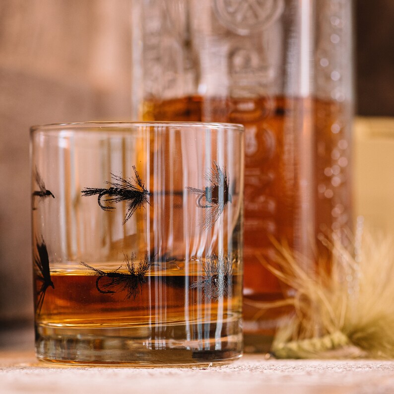Fly Fishing Whiskey Glasses Rocks Glasses Gifts for Men Etsy