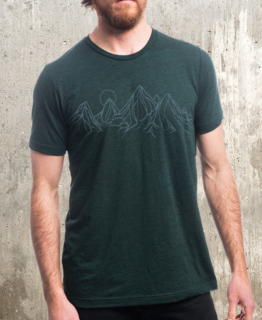 Men's Mountain T-shirt Mountain Contours Mountain Tshirt Men Guys ...