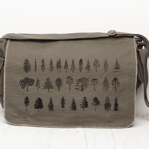 Sac messager en toile inspiré de la nature : bandoulière unisexe avec motif arbre pour l'école, le travail et les voyages