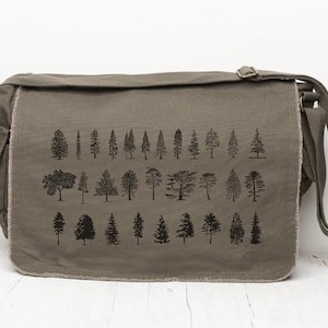 Canvas Messenger Bag Women/Men - Many Trees Design - Canvas Crossbody Bag - Nature Messenger Bag School - Messenger Bag Woman