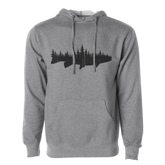 Fishing Sweatshirt Hoodies for Men Fish and Forest Design Long