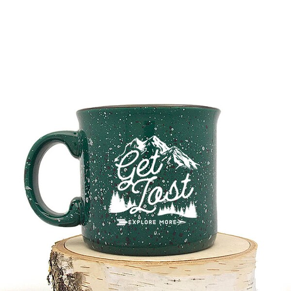 Camping Coffee Mug Mens Gift - Get Lost Explore More - Camping Mug Mountains Mug - Camper Mug