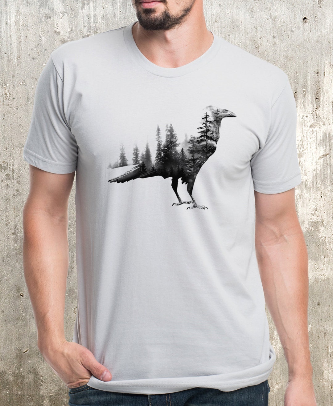 All Cotton Graphic Tees for Men Blackbird & Forest Double - Etsy
