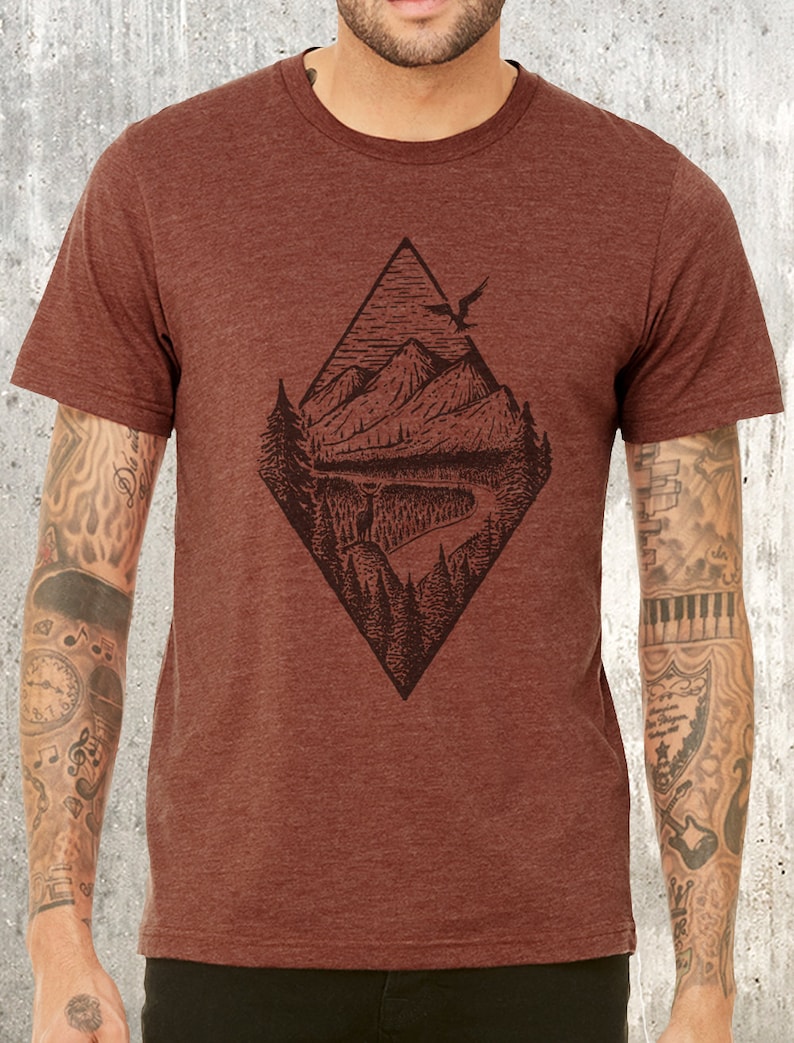 Mens River Mountain Forest Tshirt