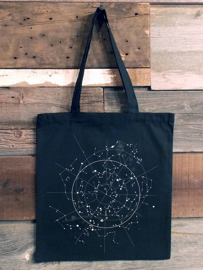 Space Tote Bag - Celestial Map of the Night Sky - Galaxy Tote Bag Constellation - Astronomy Gifts 