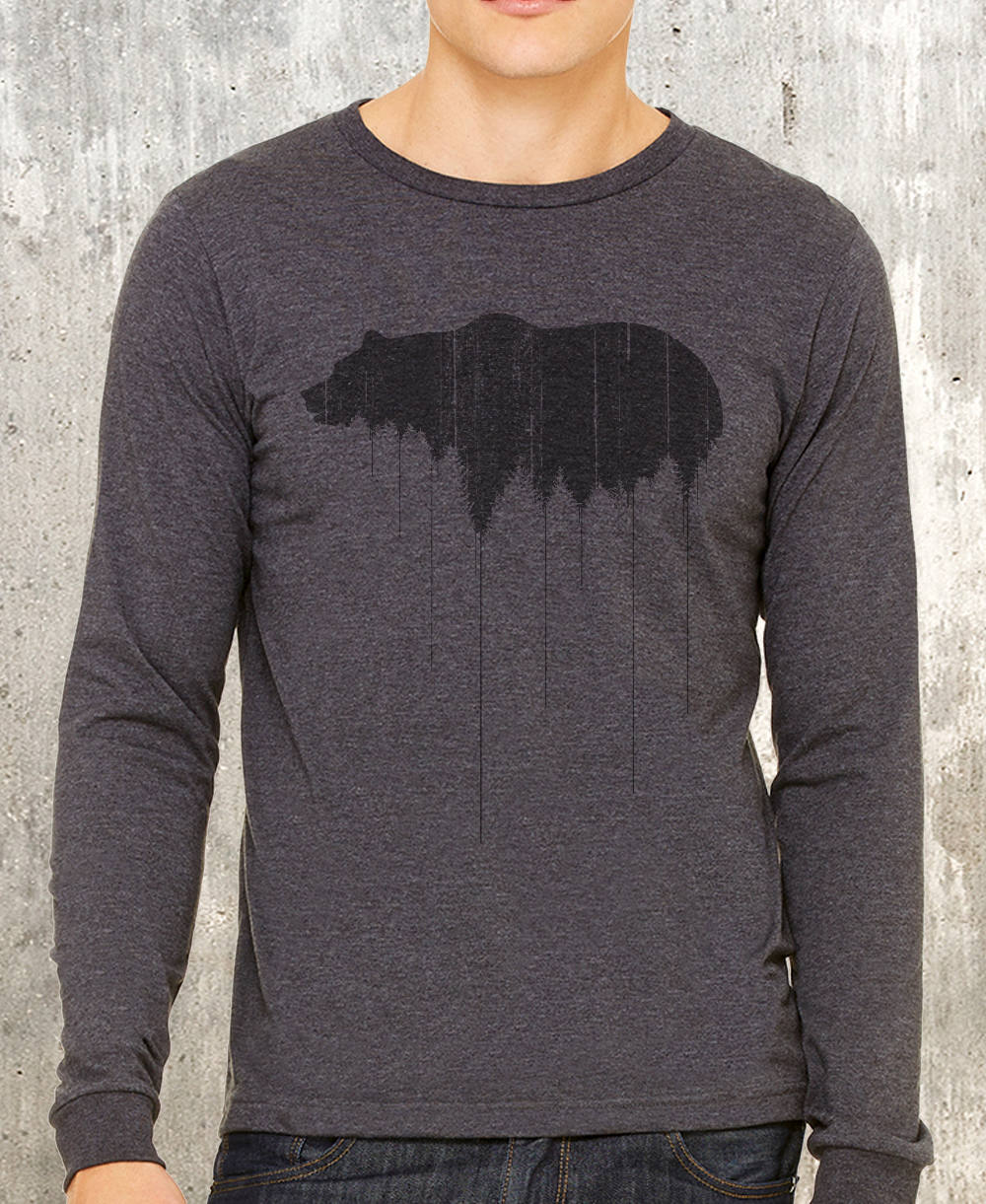 Bear Tshirt Men Long Sleeve Mountain 