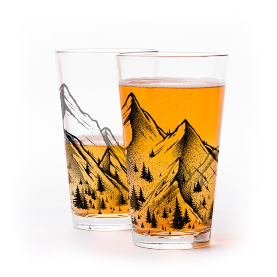 Mountain Range Pint Glass Pint Mug Beer Mug Mountain | Etsy