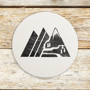 Mountain Coasters Gifts for Men or Women - Retro Mountain Design - Beer Coasters Set of 4