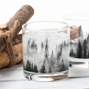 Hand printed mountain landscape glass made in Colorado