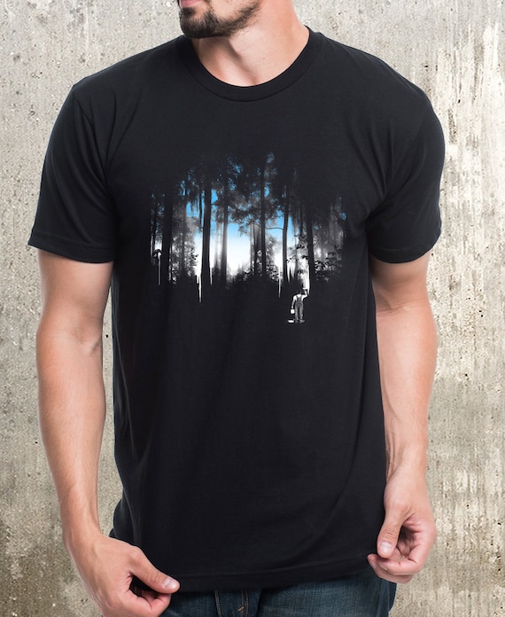 Mens Graphic Tees Nature Tshirt Men an Urban Forest Design Forest