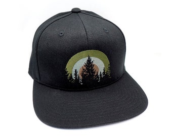 Fitted Hats for Men - Forest Landscape Flexfit Hat - Mountain Hat Christmas Gifts for Men - Nature Snapback Hat for Men