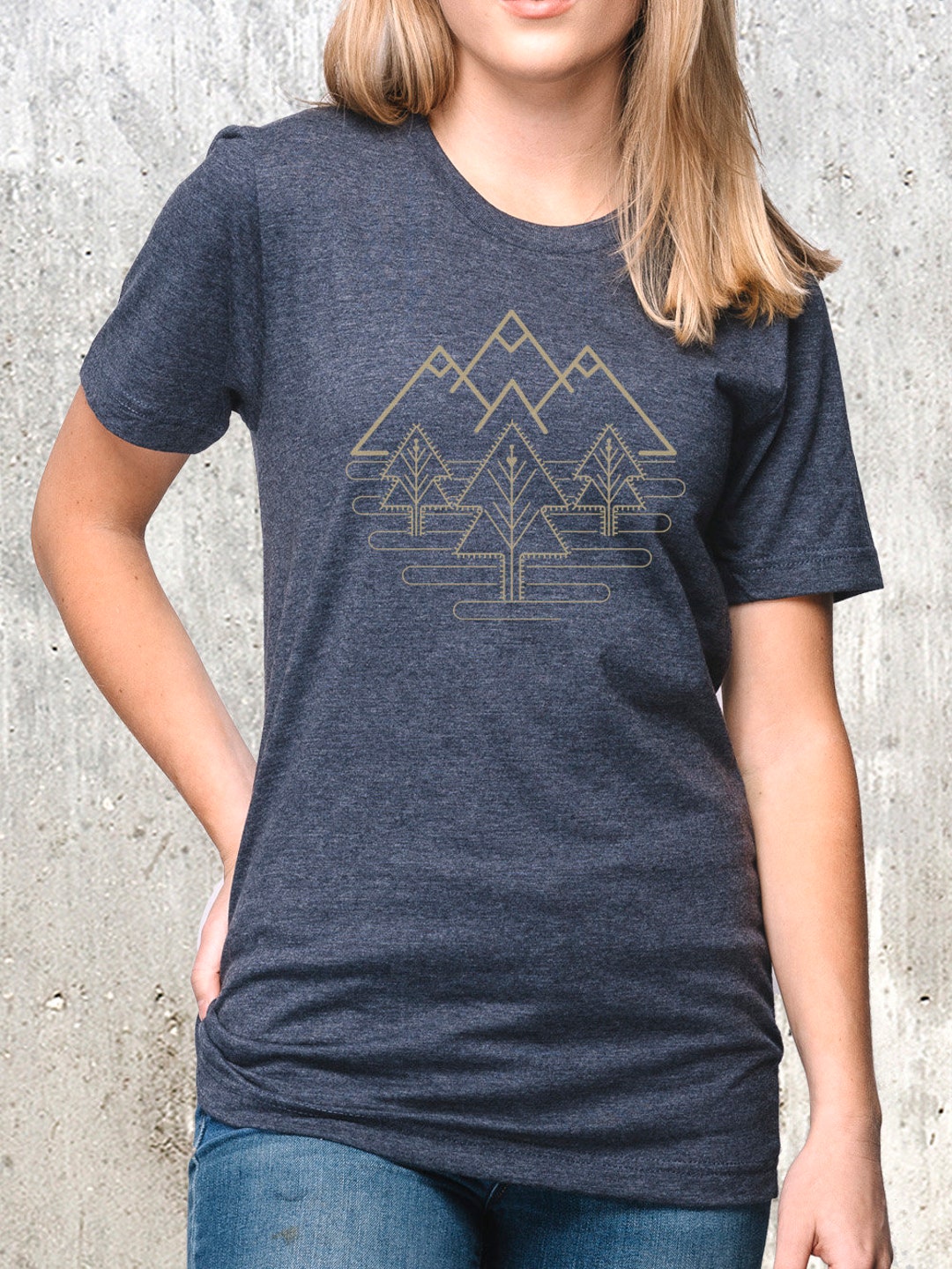 Softstyle Tee Nature Tshirt Women Tri-peak Landscape - Etsy