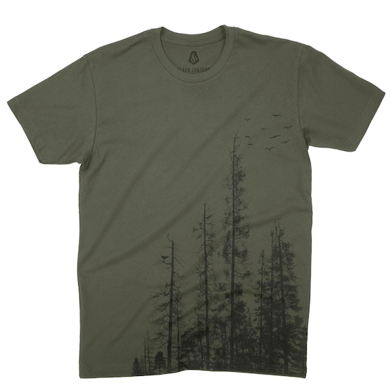 Mens Graphic Tee Pine Tree Forest Gift 