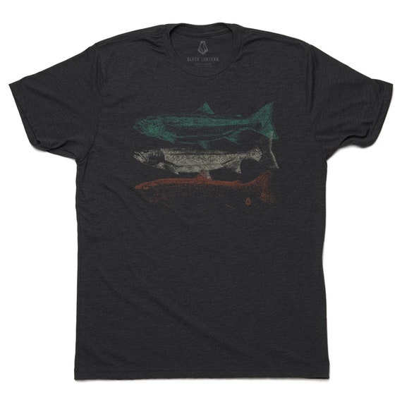 Fishing T Shirt Men Topographic Trout Fly Fishing Gifts for Men
