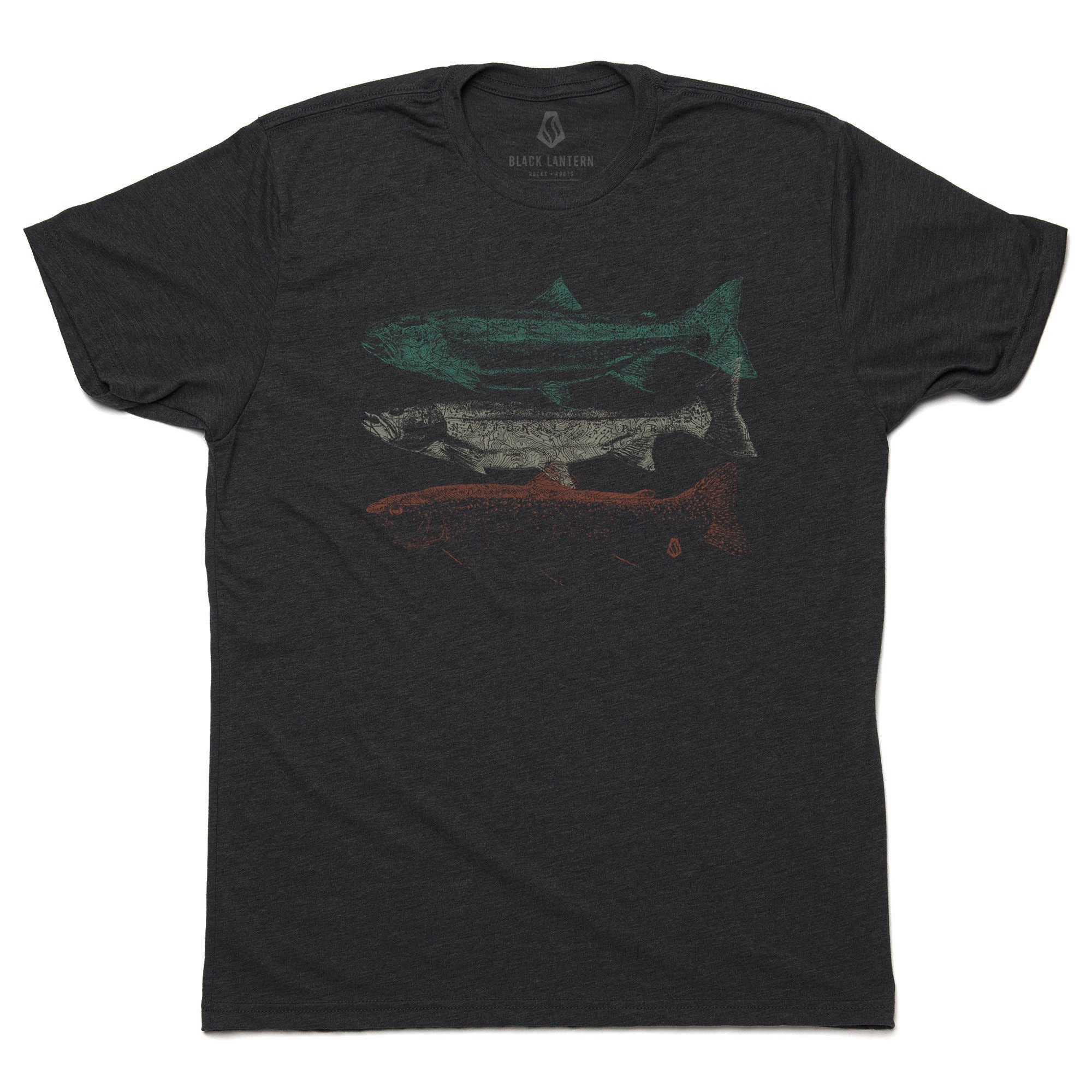 Fishing T Shirt Men - Topographic Trout - Fly Fishing Gifts for Men - Fishing Tshirt - Trout Shirt