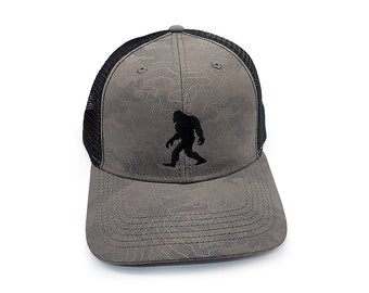 Trucker Hat Men - Bigfoot Trekker Design - Snapback Trucker - Bigfoot Hat - Bigfoot Gifts for Men