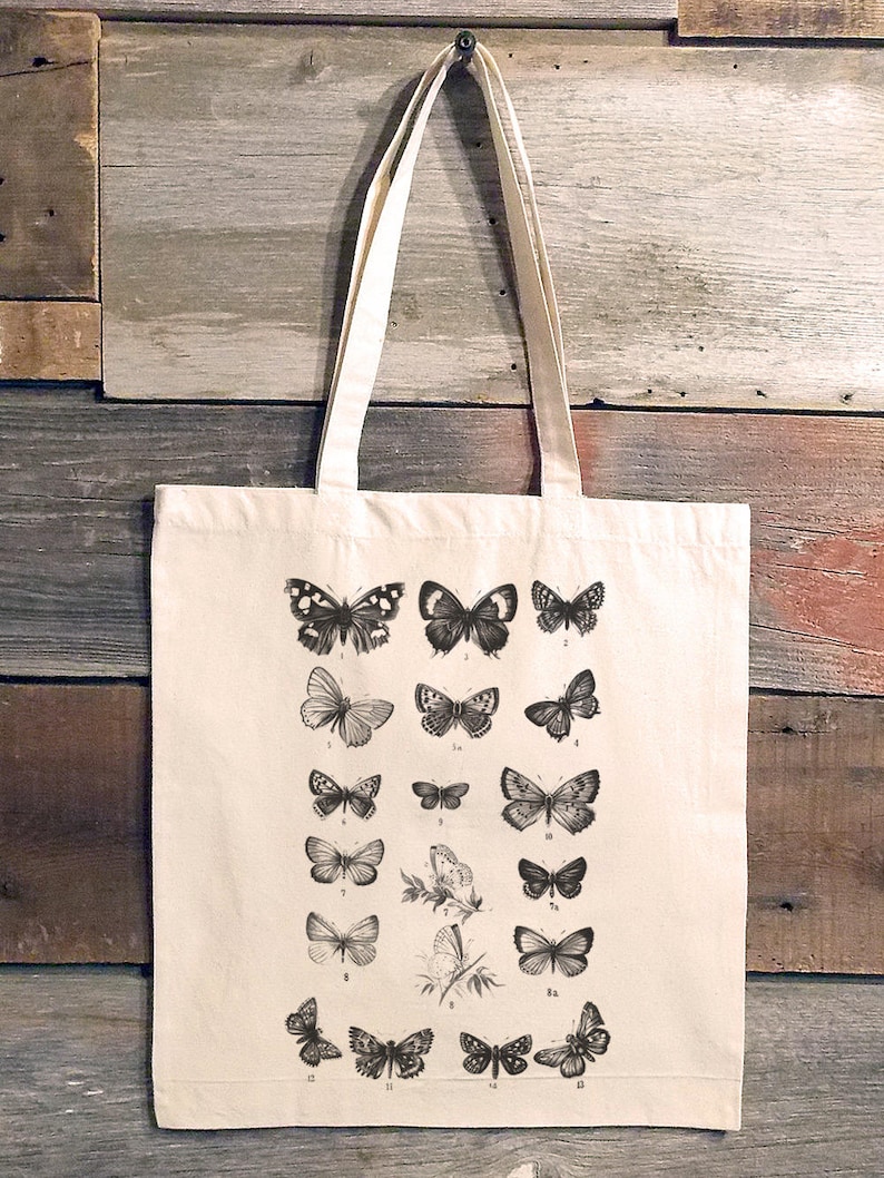 Butterfly Tote Bag - Butterfly Chart - Canvas Tote Bag - Butterfly Tote - Tote Bag Aesthetic 