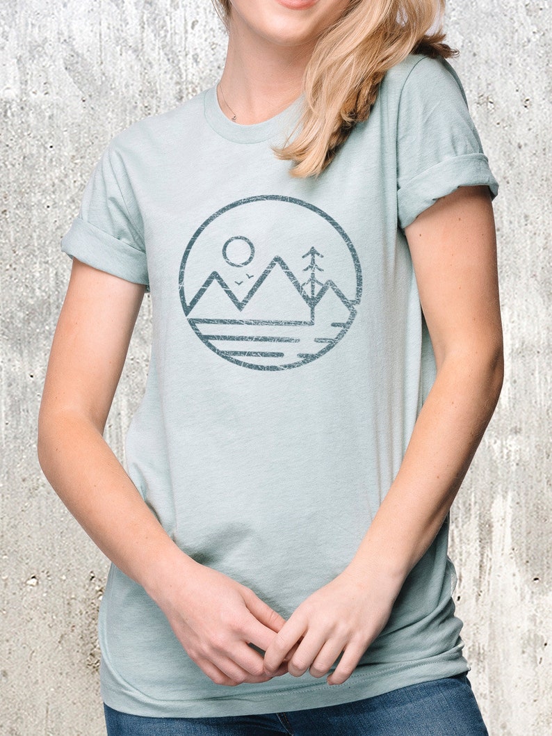 Mountain Graphic Tees for Women Modern Mountain Hiking T - Etsy