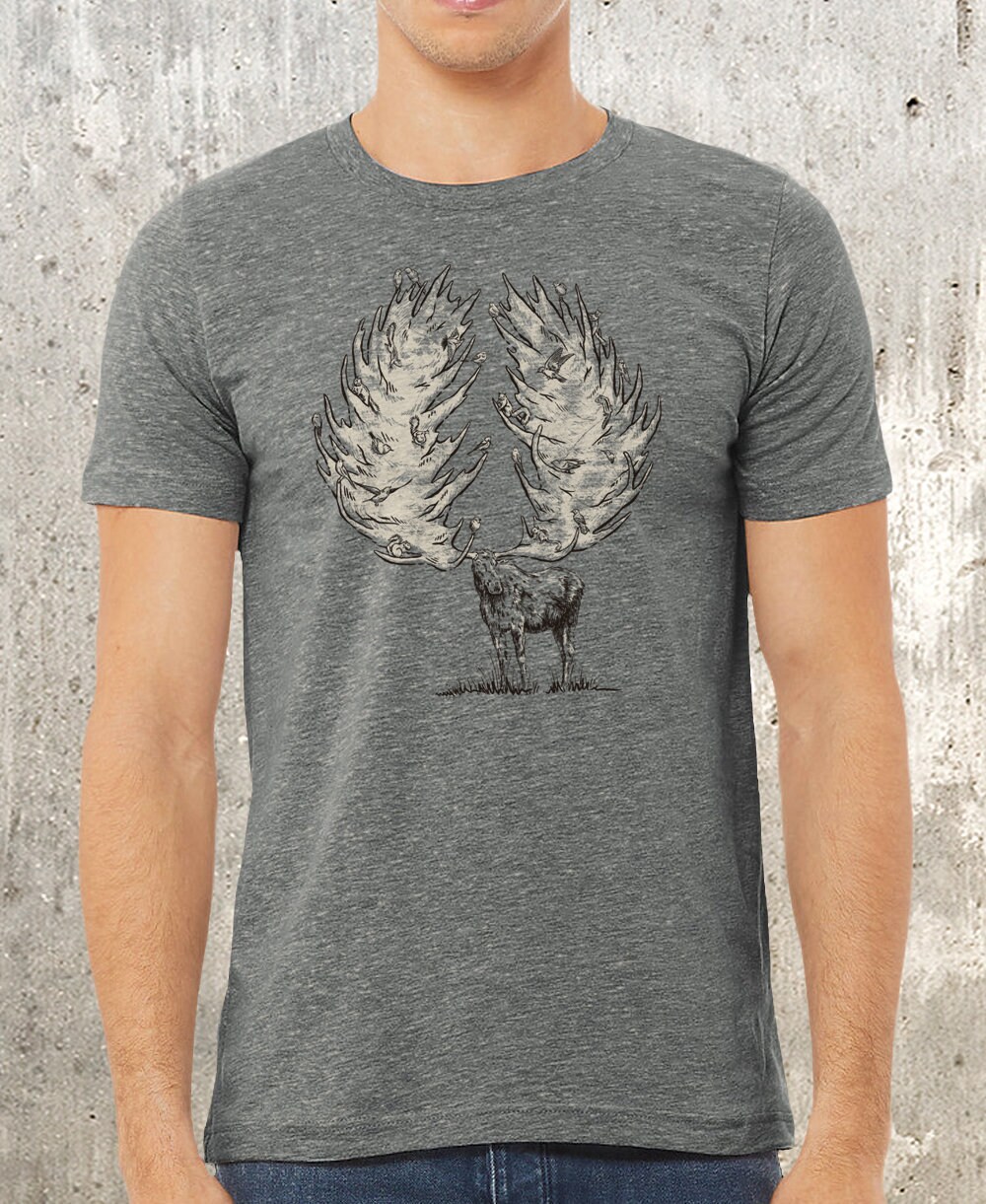 Moose Forest Men's Nature Themed T-Shirt Forest T Shirt | Etsy