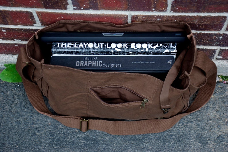 Rustic Compass Screen Printed Messenger Bag 2 Colors Available Messenger Bag
