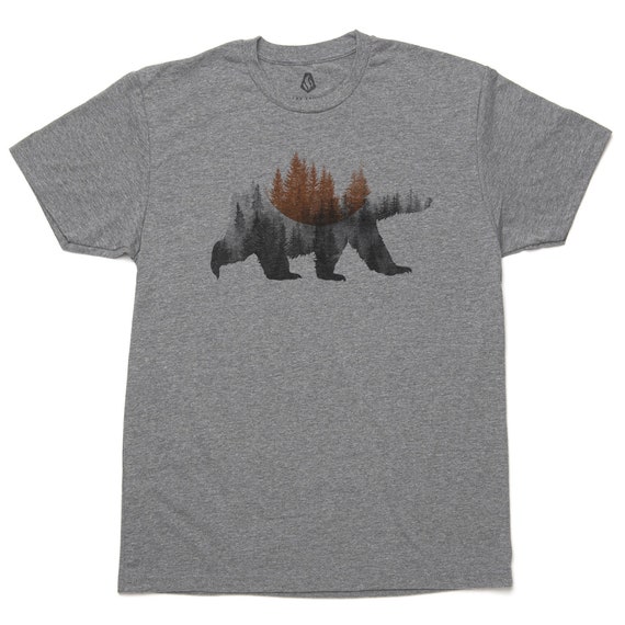 Bear TShirt Men - Bear Juxtaposition - Mens Fishing T Shirts - Outdoors T  Shirt - Wilderness T Shirt