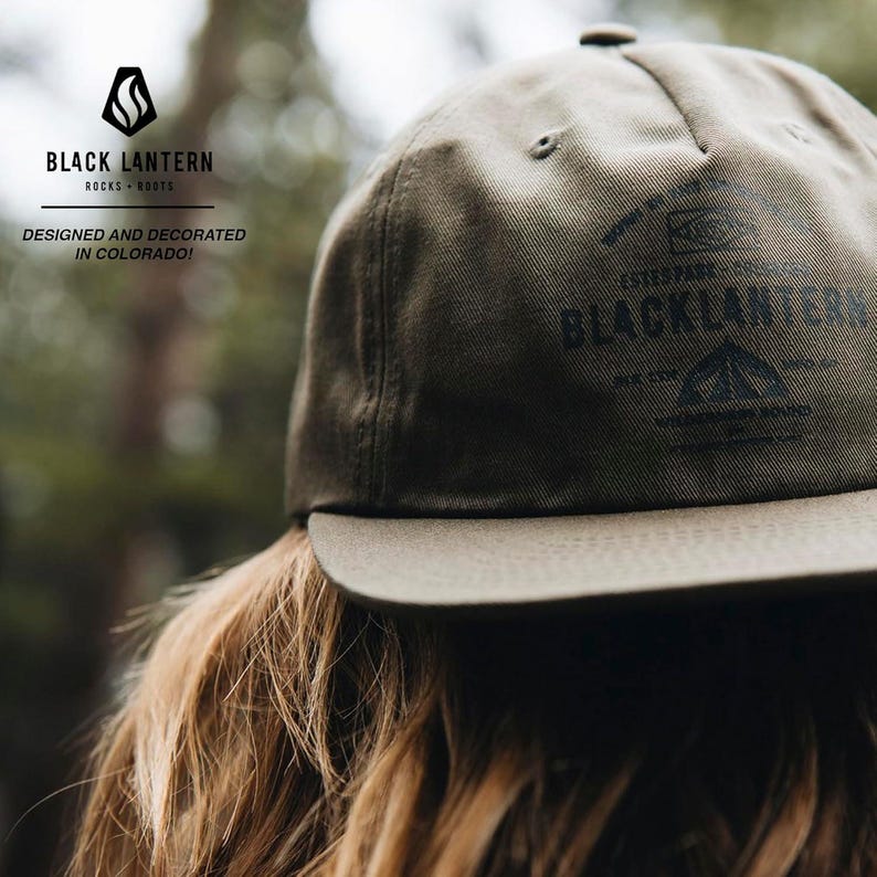 Hiking and camping embroidered hat close-up