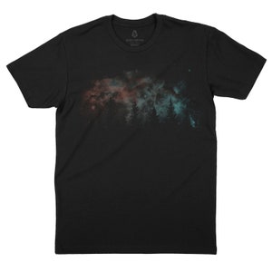 Mens Graphic Tees - Outer Space TShirt Men - Space Fade Design - Hiking TShirt Gifts for Men - Outer Space Shirt and Nature T-Shirts