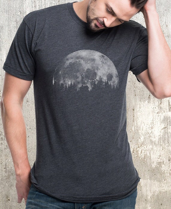 Mens Graphic Tees Moon \u0026 Cabin Moon 
