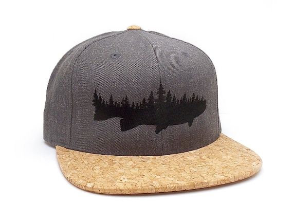 Fish and Forest Cork Bill Hat - Fishing Cap - Men's Cork Hat - Fishing Gift  - Adjustable Snap Back