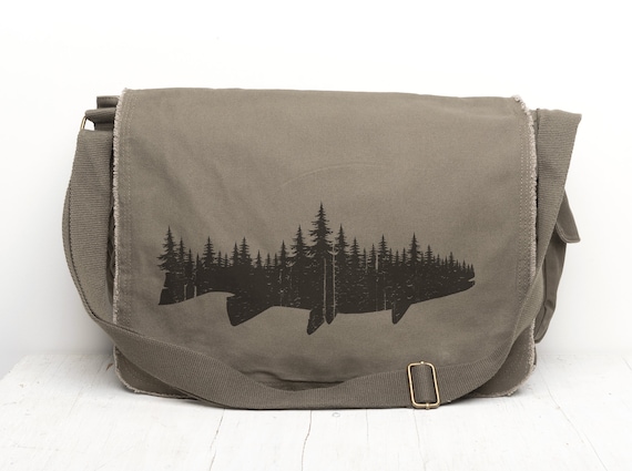 Canvas Messenger Bag School Pine Tree Forest Forest -  Israel