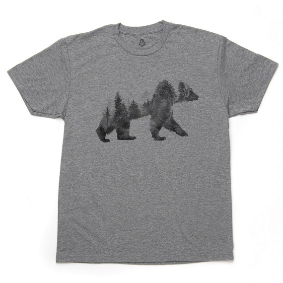 Bear T Shirt Men - Double Exposure Bear - Papa Bear Shirt - Mens Tshirt Bear -Nature Gifts for Him - Bear Shirt Men