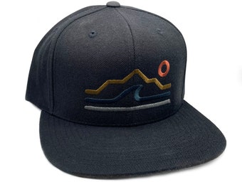 Mens Hats - Desert Mountain Waves Linear Flexfit Hat - Mountain Hat Gift for Men -  Mountain Snapback Hats for Men/ Fitted Hats