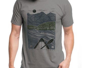 A Life Outdoors T-Shirt for Men – Nature Graphic Tee with Mountains & Forest Scene – Camping and Hiking Shirt – Outdoor Adventure Gift