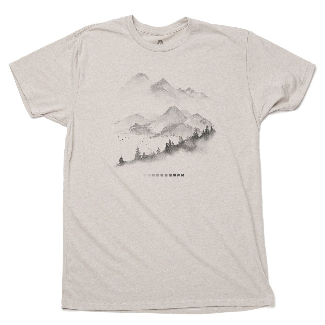 Mens Graphic Tees in the Fog Nature Tshirt Men Mountain Bike Shirt ...