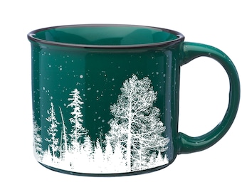 Nature Mug - Ceramic Mug - Forest Landscape Coffee Mug - Christmas Gift for Women - Cabin Mug - Forest Mug