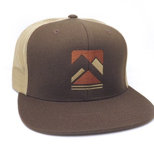 Rustic Mountain Range Trucker Hat Mesh & Wool Blend Trucker Hat Snap Back Mountain Trucker Hat Men image 1