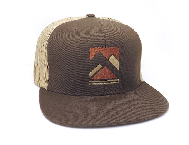 Rustic Mountain Range Trucker Hat Mesh & Wool Blend Trucker Hat Snap Back Mountain Trucker Hat Men image 1