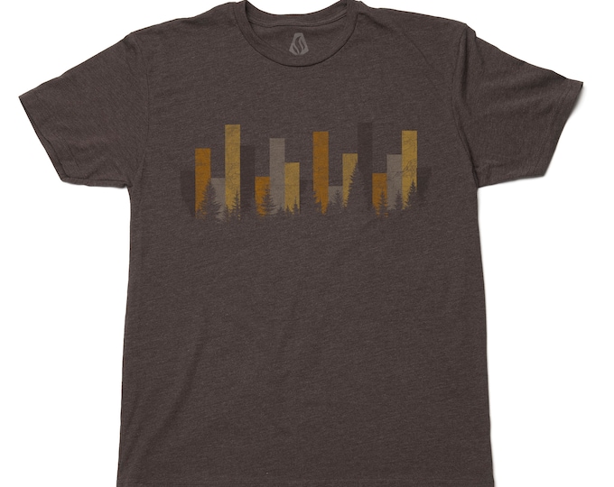 Mountain and Forest Graphic Tees - Geometric Forest - Men's Mountain TShirt - Outdoors T-Shirt - Environmental Shirt
